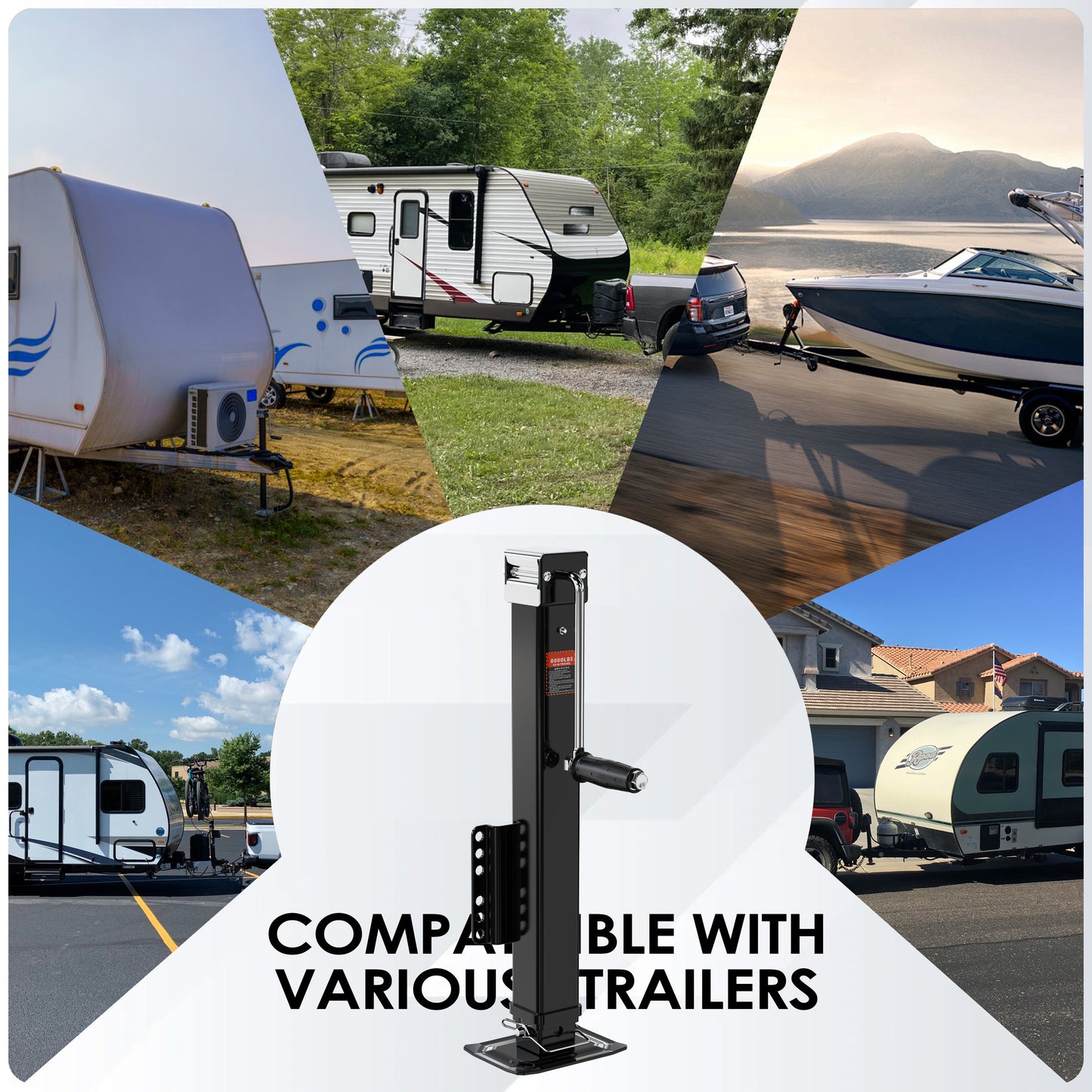 8000 lbs Trailer Jack, Bolt-On, 28.6" Vertical Travel, Heavy Duty, Adjustable Drop Leg, for Utility Trailer, Yacht, Boat