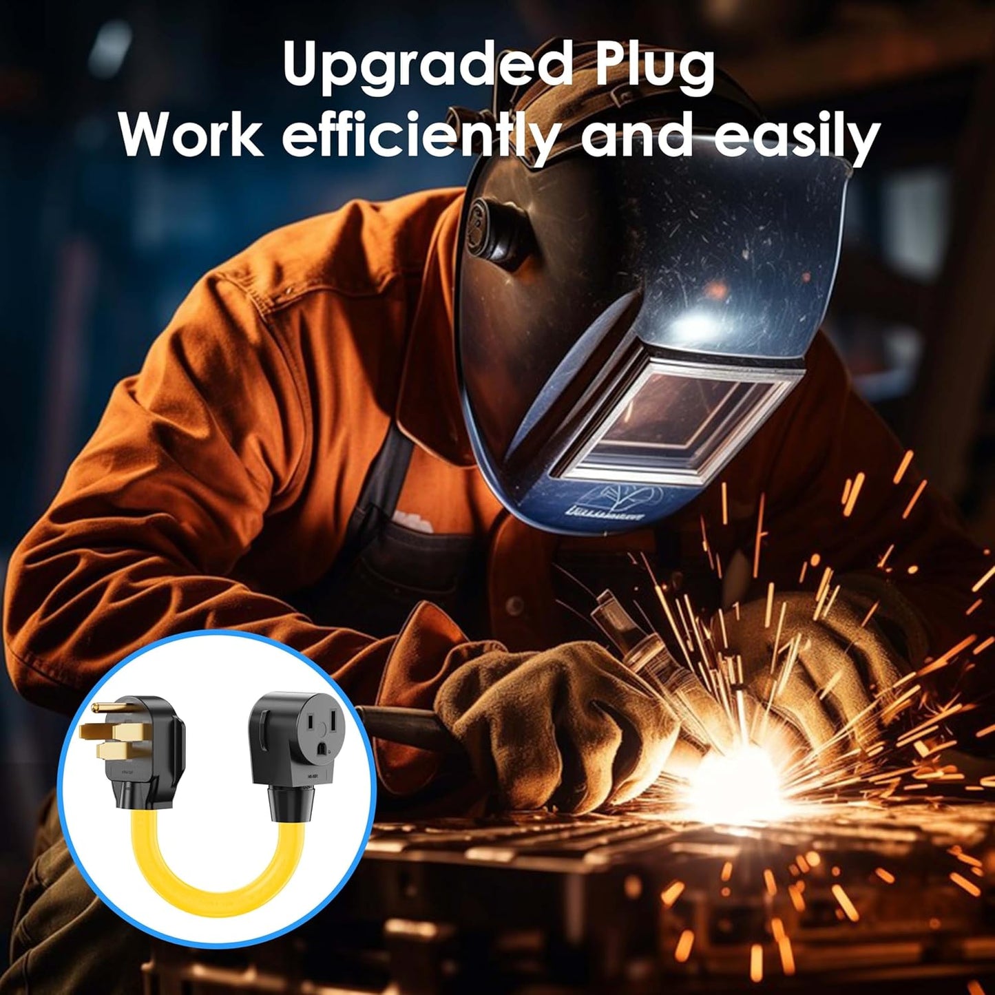 Welder Adapter Cord, NEMA 14-50P to 6-50R, 50 Amp Welder Power Adapter Plug, Heavy Duty STW 8 AWG, 50 Amp 250V 12500 Watt, 12inch