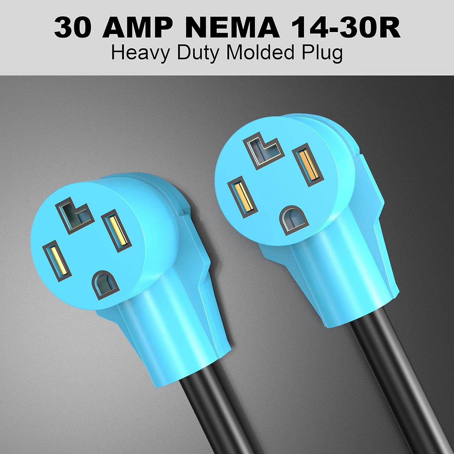 4 Prong Dryer Y Splitter 2 FT, NEMA 14-30P Male to Two NEMA 14-30R Female, 30 Amp 250 Volt 7500W STW 10 AWG Dryer Y Adapter Cord, for Dryer Outlet and Level 2 EV Charging