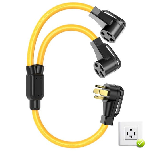 Dryer Y Adapter Splitter, NEMA 14-30P to 14-30R/14-50R, 4 Prong Dryer EV Outlet Plug Adapter Cord,30 Amp to 30 Amp/50 Amp, ETL Listed, 2FT