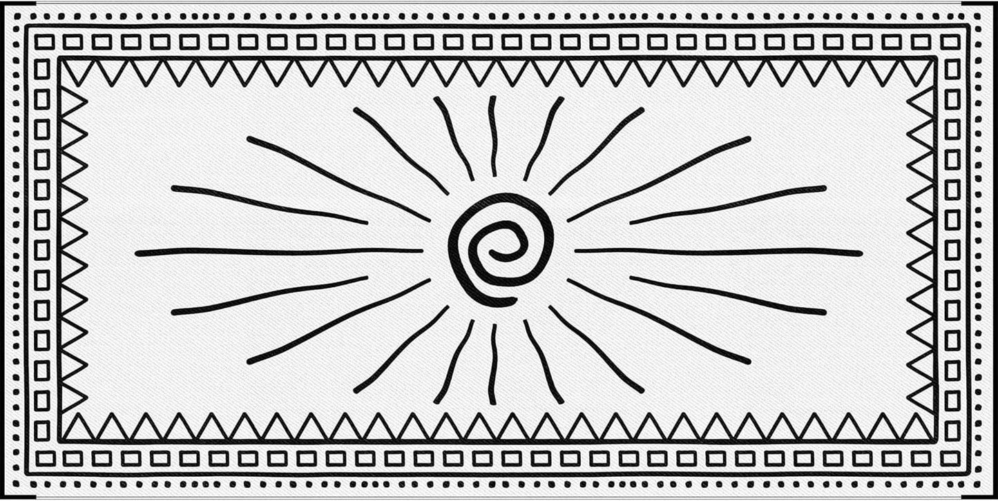 RV Outdoor Rug, Plastic Straw Waterproof Rugs Lightweight Reversible RV Mat Outdoor Patio Rug with Storage Bag for Outside Camper Under Awning Backyard, Sun Print