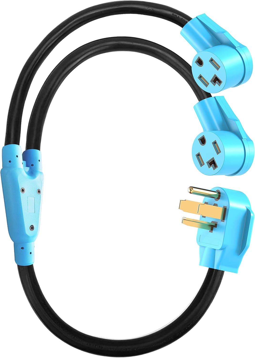 4 Prong Dryer Y Splitter 2 FT, NEMA 14-30P Male to Two NEMA 14-30R Female, 30 Amp 250 Volt 7500W STW 10 AWG Dryer Y Adapter Cord, for Dryer Outlet and Level 2 EV Charging