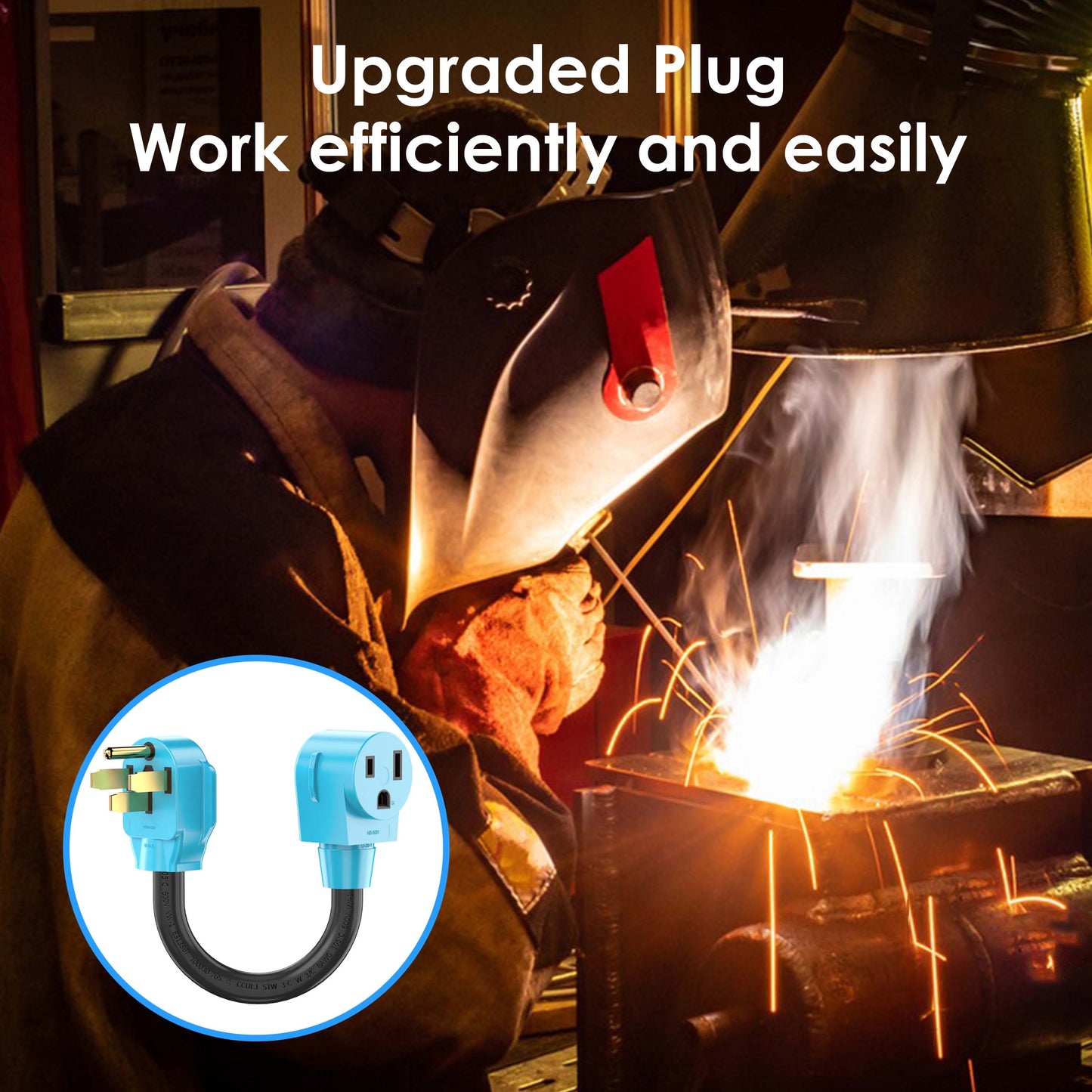 Welder Adapter Cord, NEMA 14-50P Male to 6-50R Female, 50 Amp Welder Power Adapter Plug, Heavy Duty STW 8 AWG 50 Amp 250V 12500 Watt