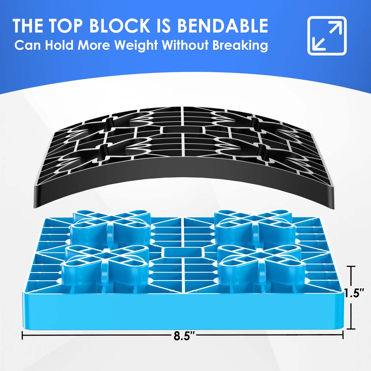 Heavy Duty RV Leveling Blocks 12 Pack, Interlocking Design Camper Leveling Blocks with Packing Bag, Ideal for Leveling Single and Dual Wheels (Blue)