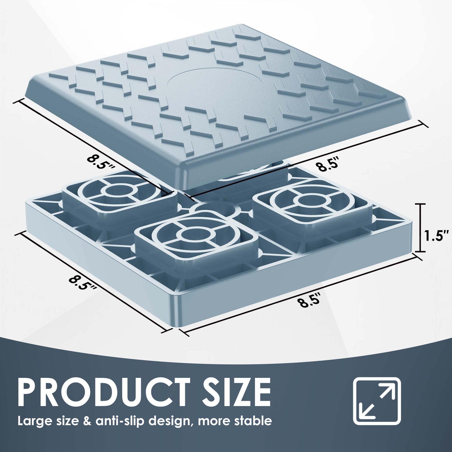 Heavy Duty RV Leveling Blocks 12 Pack, Interlocking Design Camper Leveling Blocks with Packing Bag, Ideal for Leveling Single and Dual Wheels (Gray)