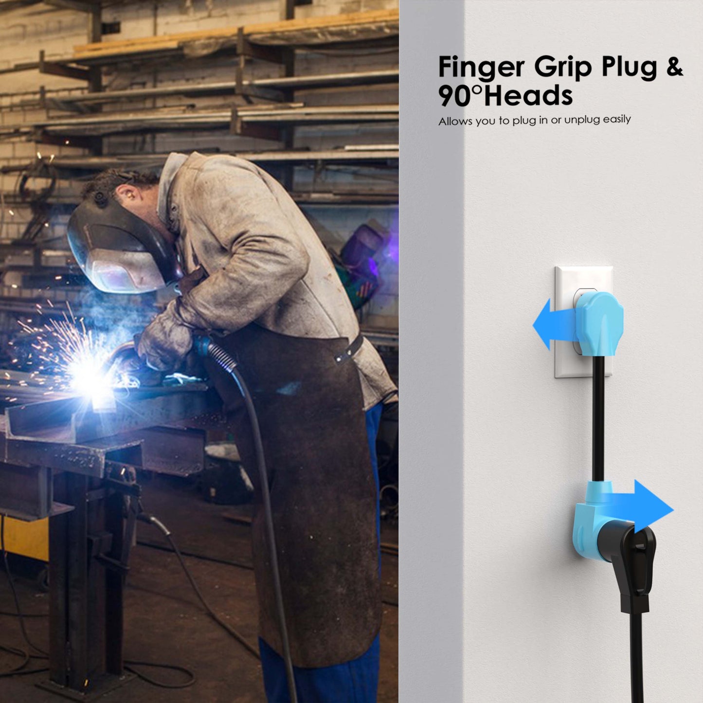 Welder Adapter Cord, NEMA 14-50P Male to 6-50R Female, 50 Amp Welder Power Adapter Plug, Heavy Duty STW 8 AWG 50 Amp 250V 12500 Watt