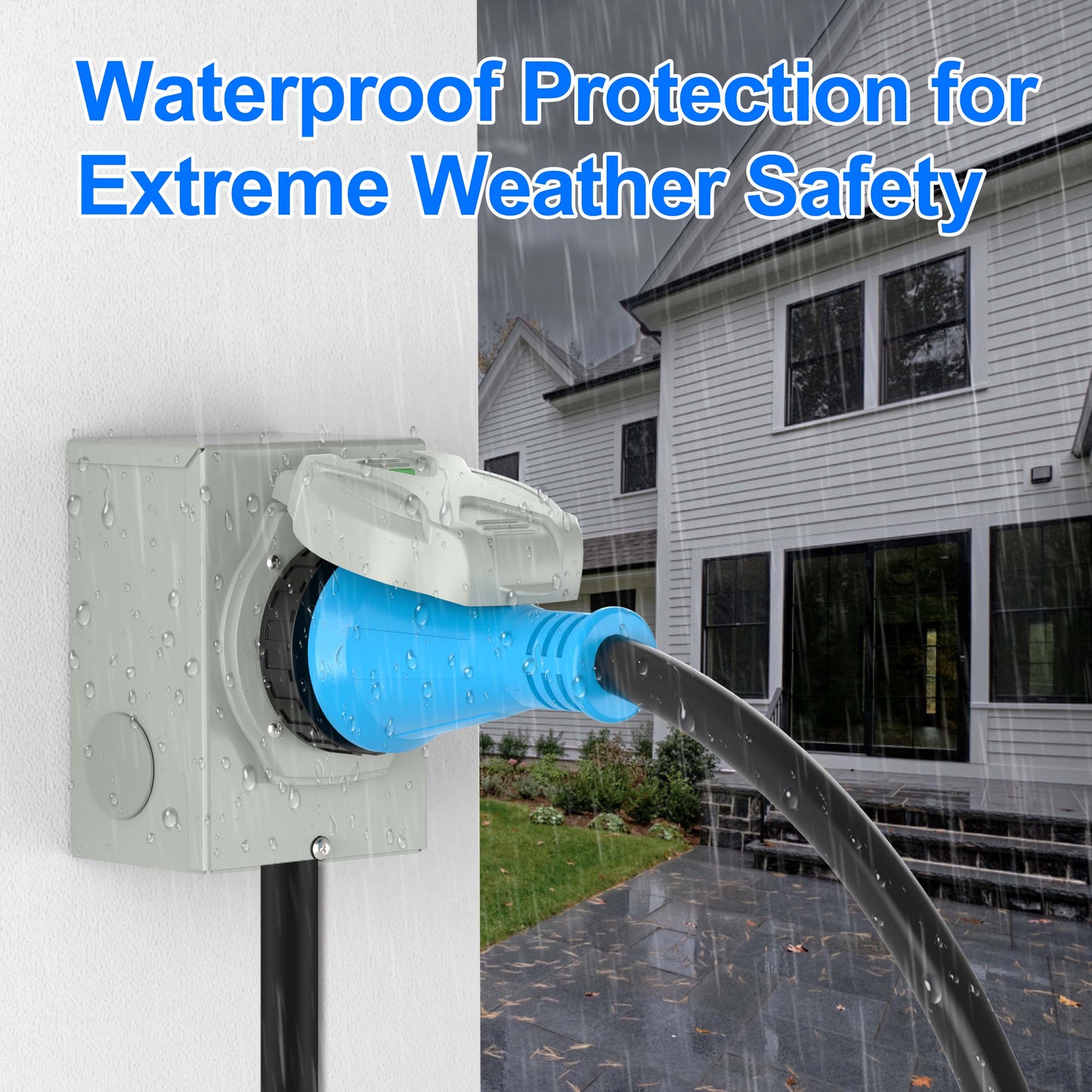 50 Amp Generator Cord and Power Inlet Box Combo Kit, Pure Copper Wire STW 6/3+8/1 AWG 125/250V, NEMA 14-50P to SS2-50R Twist Lock for Generator to House