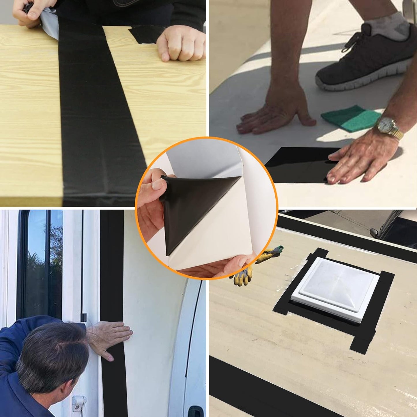 RV Roof Tape Black, 50 Feet RV Repair Sealant Tape, Stop Camper Roof Leaks, UV-Resistant, Weatherproof and Reliable for Camper, Trailer, Boat