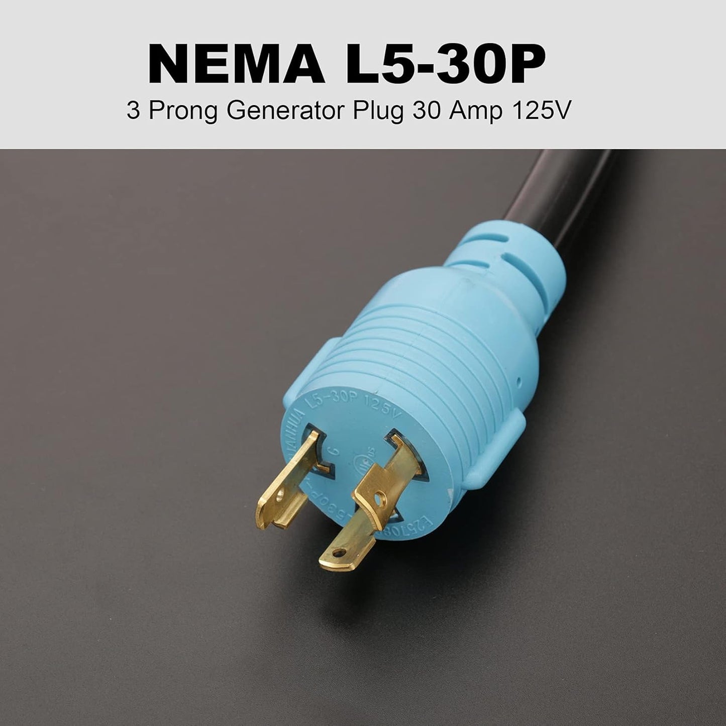 NEMA L5-30P to L14-30R Adapter Cord, 4 to 3 Prong Generator Transfer Switch Adapter, 30 Amp Generator Twist Lock 3 to 4 Prong House Inlet Box, STW 10 AWG Blue