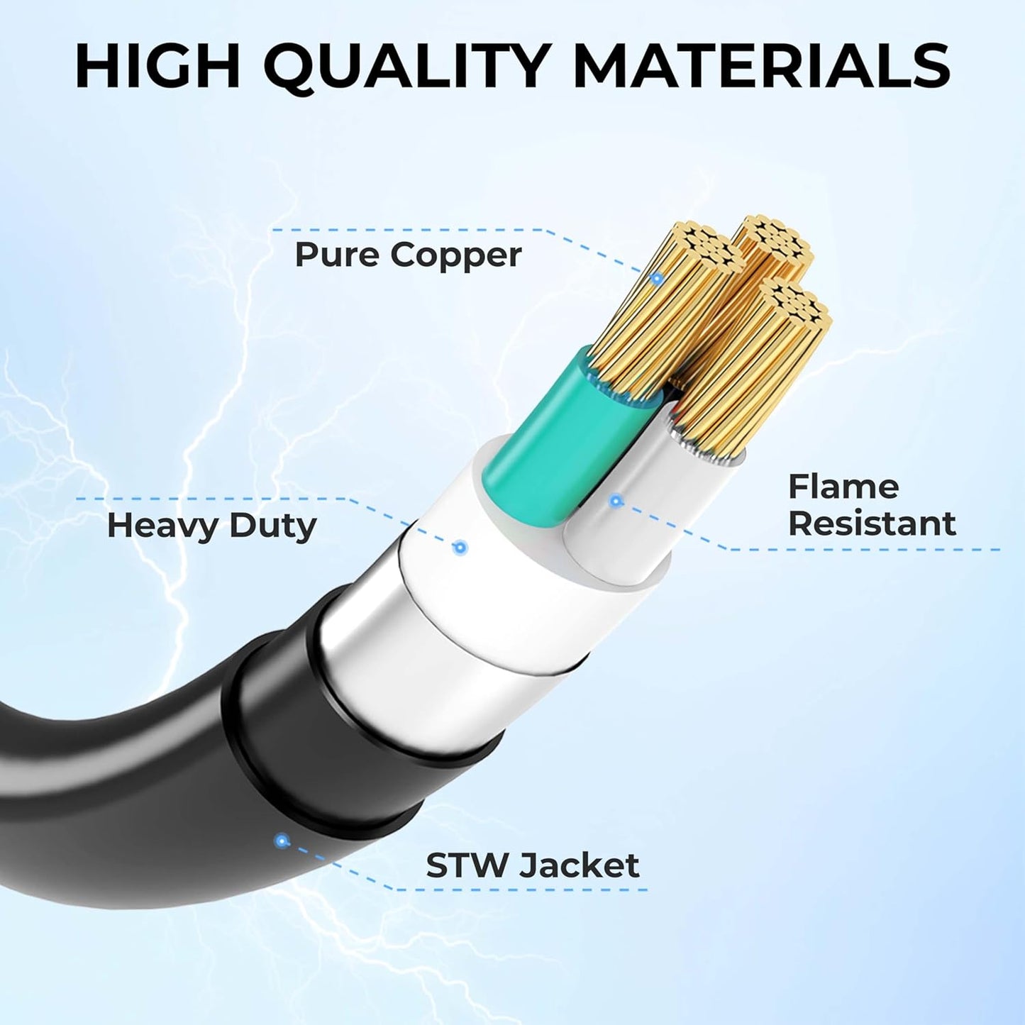 30 Amp RV Power Cord Twist Locking, Heavy Duty 10 Gauge 3 Wire STW Pure Copper Wire with Grip Handle, TT-30P to L5-30R with Cord Organizer for RV Trailer Campers