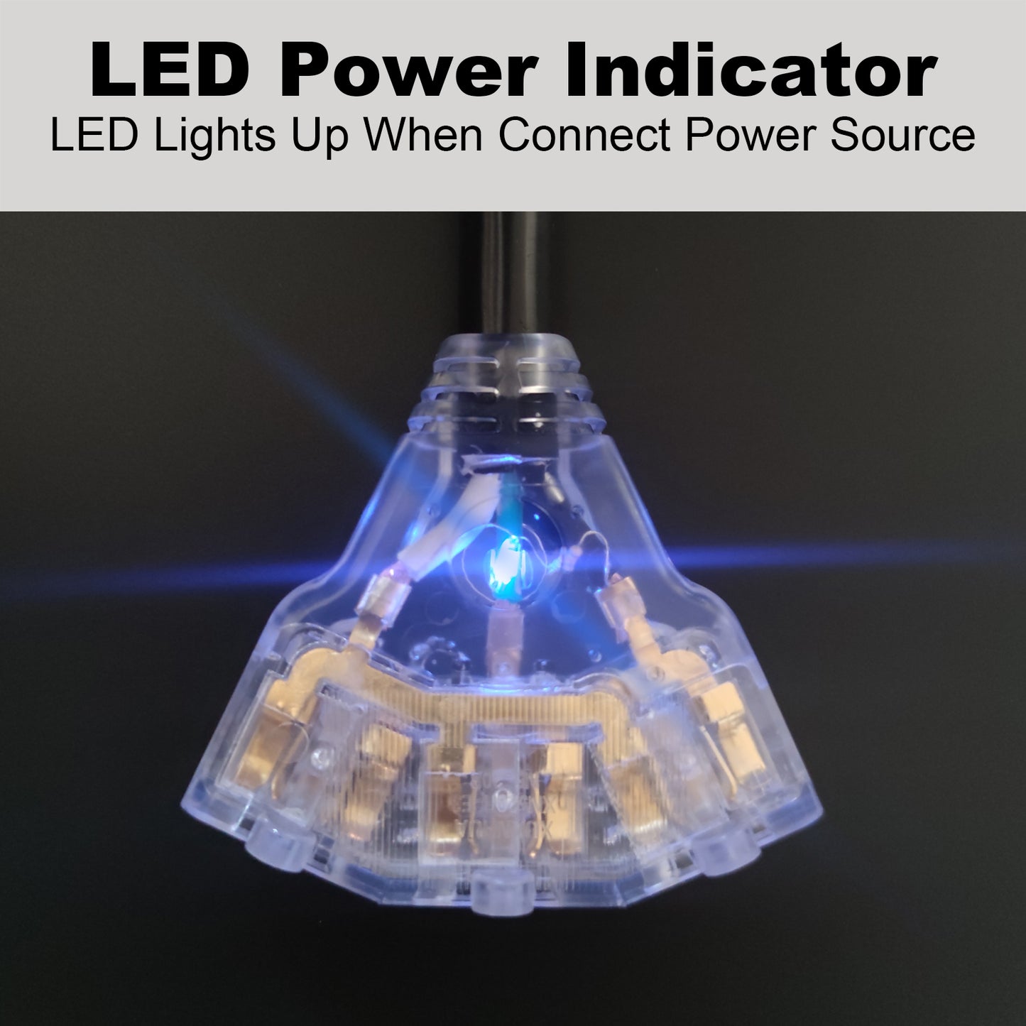 30 Amp to 110V RV/Generator Distribution Adapter Cord, NEMA TT-30P Male to 3X 5-15R/5-20R T-Blade Household Outlet Female with LED Power Indicator 3750W