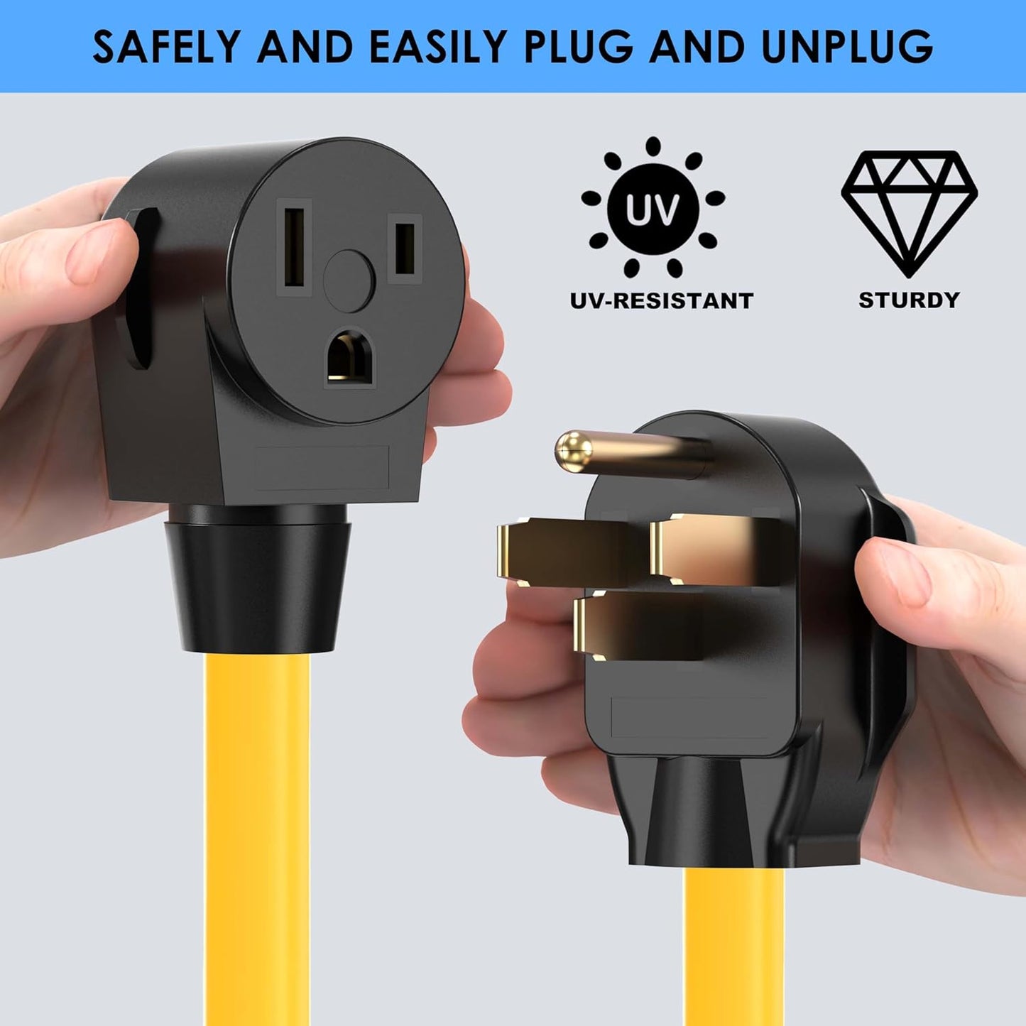 Welder Adapter Cord, NEMA 14-50P to 6-50R, 50 Amp Welder Power Adapter Plug, Heavy Duty STW 8 AWG, 50 Amp 250V 12500 Watt, 12inch