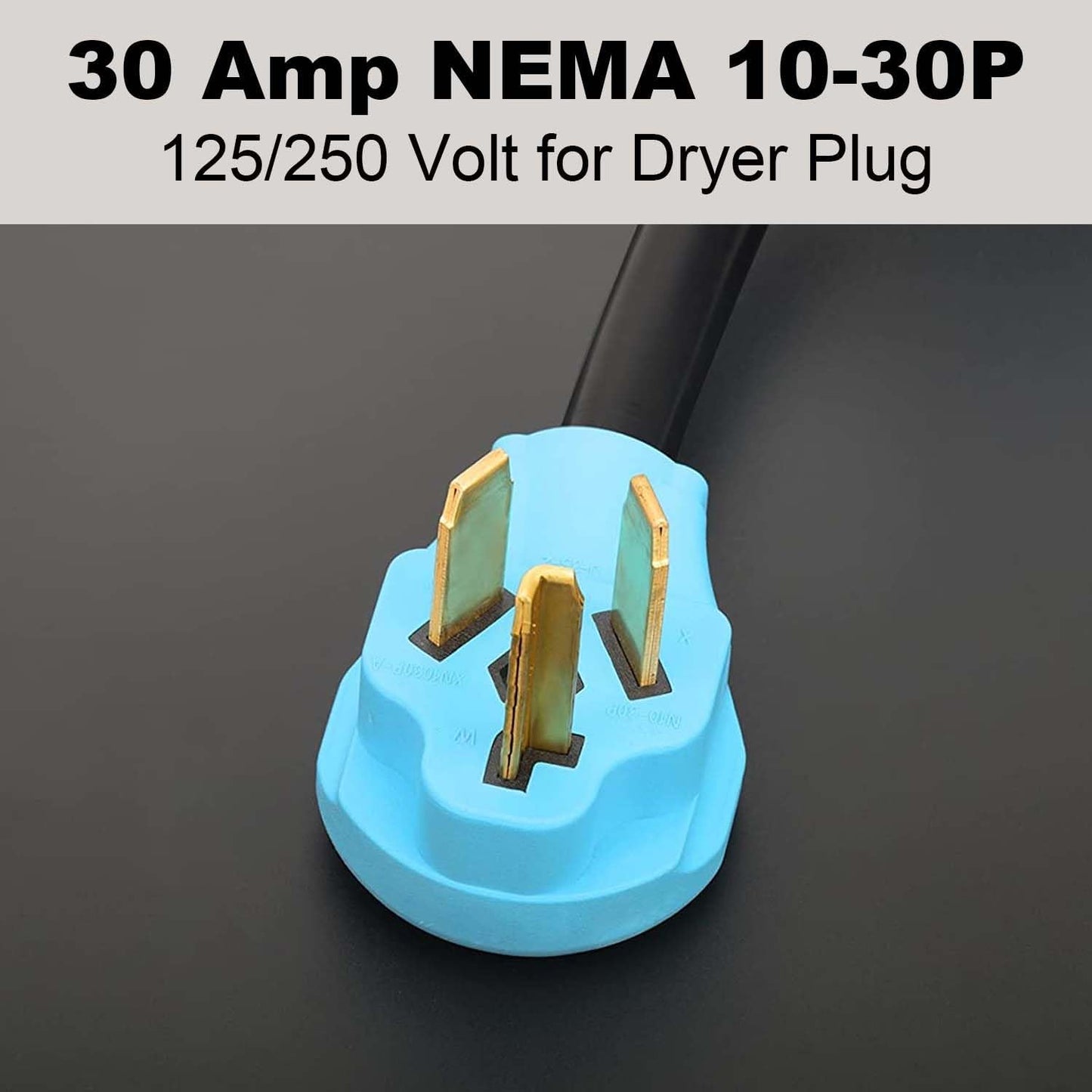 3 Prong 30 Amp to 110V Dryer Distribution Adapter Cord, NEMA 10-30P Male to 3X 5-15R Household Outlet Female