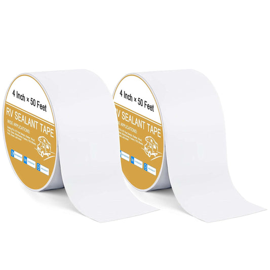 RV Roof Tape White, 4 Inch X 50 Feet RV Repair Sealant Tape, Stop Camper Roof Leaks, UV-Resistant, Weatherproof and Reliable for Camper, Trailer, Boat