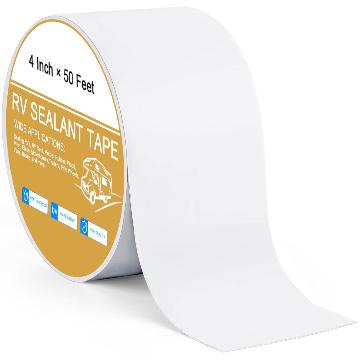 RV Roof Tape White, 50 Feet RV Repair Sealant Tape, Stop Camper Roof Leaks, UV-Resistant, Weatherproof and Reliable for Camper, Trailer, Boat