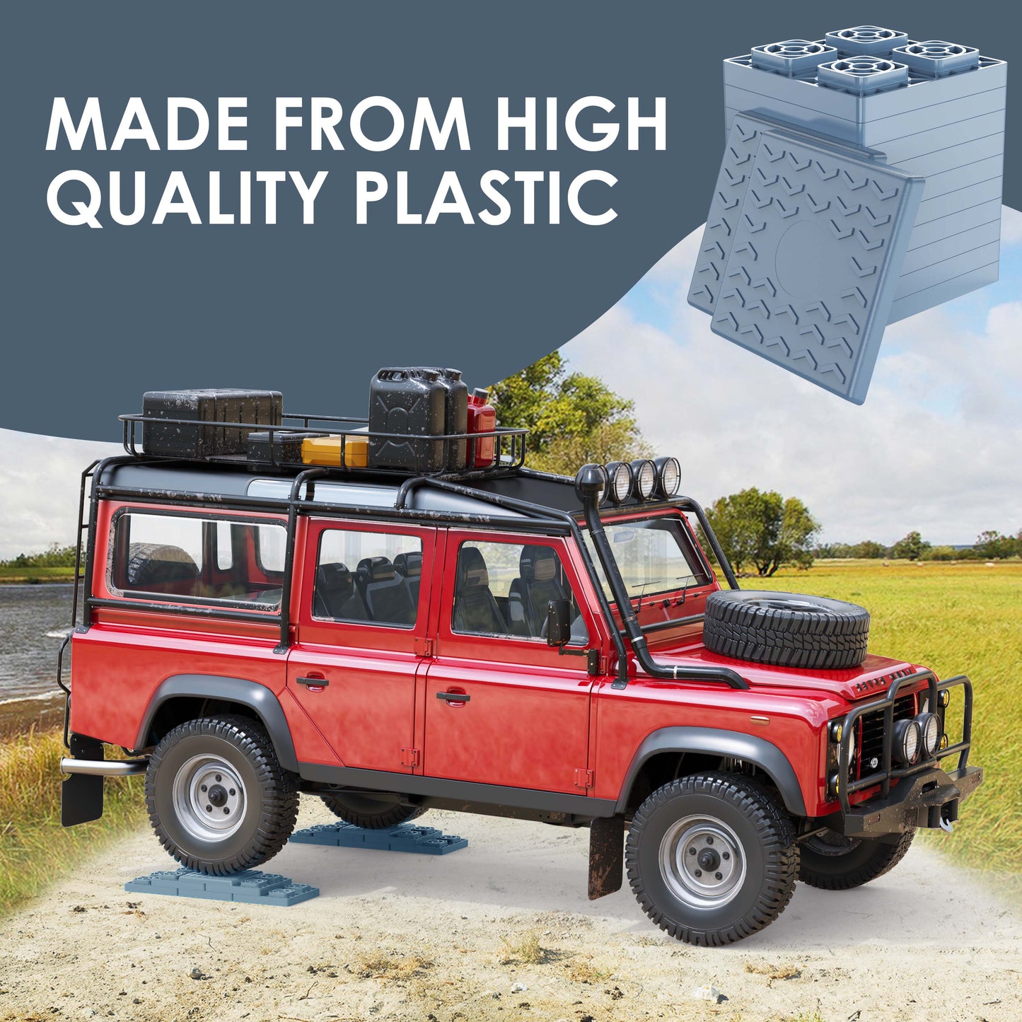 Heavy Duty RV Leveling Blocks 12 Pack, Interlocking Design Camper Leveling Blocks with Packing Bag, Ideal for Leveling Single and Dual Wheels (Gray)