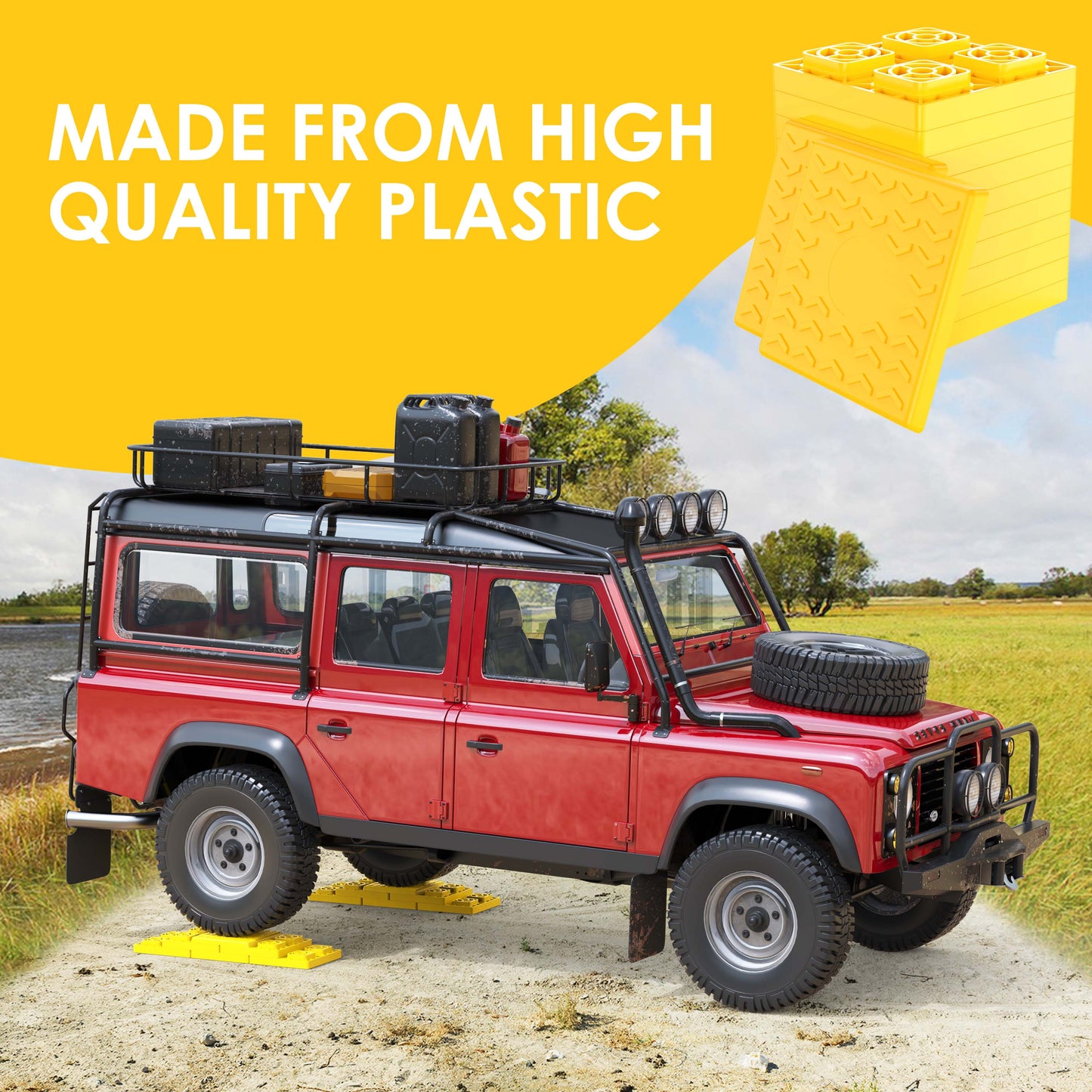 RV Leveling Blocks 12 Pack, Heavy Duty Interlocking Design Camper Leveling Blocks with Packing Bag, Upgraded Rubber Top Block RV Leveling System for Trailers