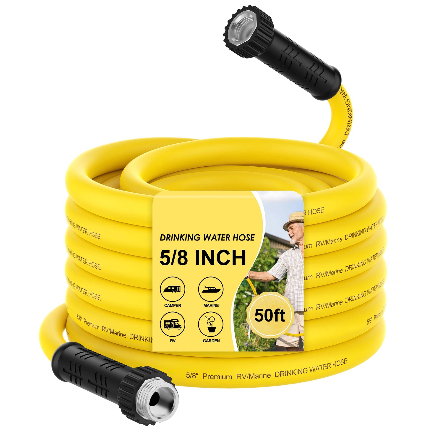 RV Drinking Water Hose with Storage Bag, 5/8" Premium Fresh Water Hose for RV, Camping, Marine, Trailer and Truck, BPA Free, Anti-Kink and Leak-Free, Drinking Water Safe