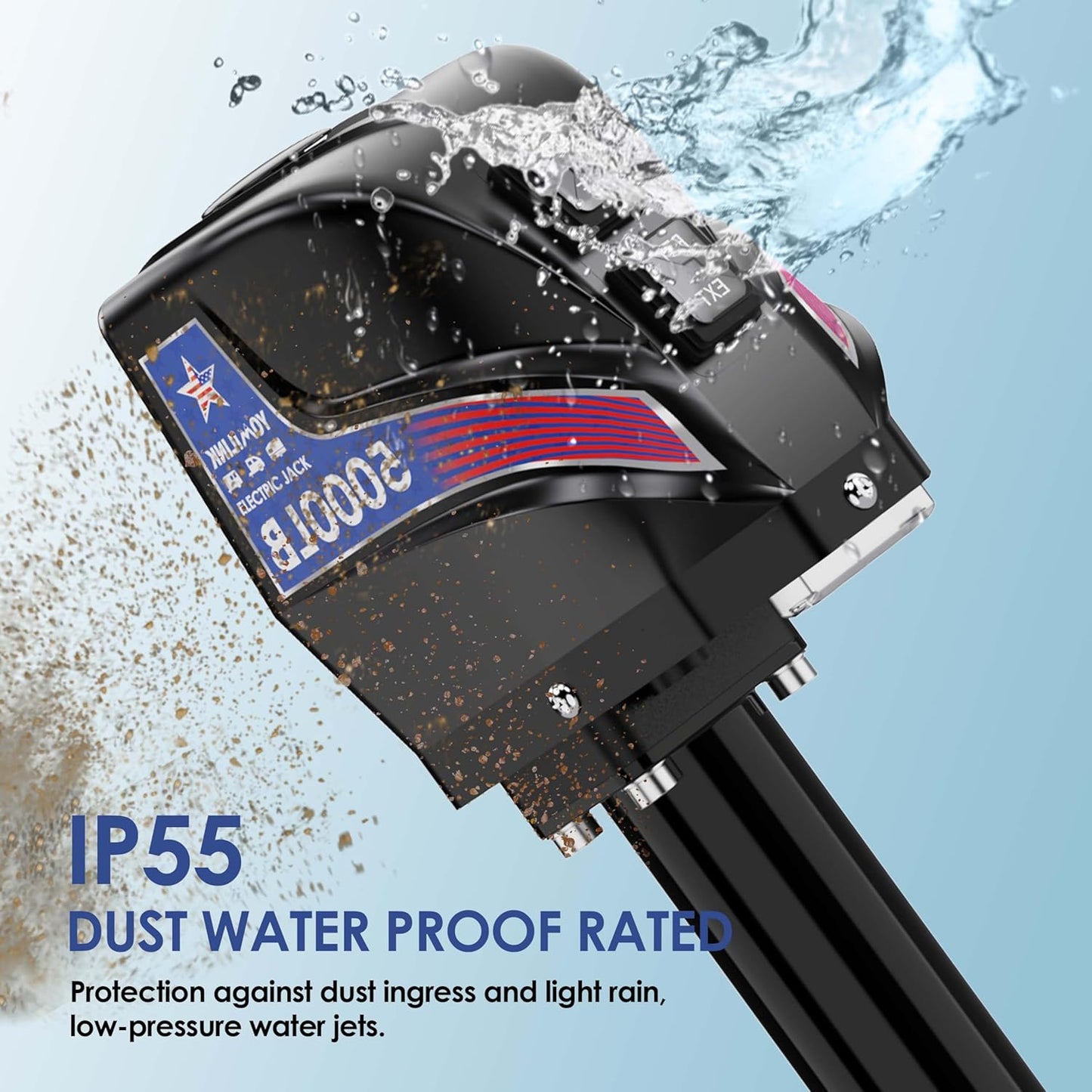 5000 lbs Electric Trailer Jack - Max Load 5500 lbs - Upgrade Weatherproof, Heavy Duty A-Frame Power Tongue Jack, 23.5" Lift, Adjustable Drop Leg, LED Lights, for Trailers Campers RV Boat Cargo