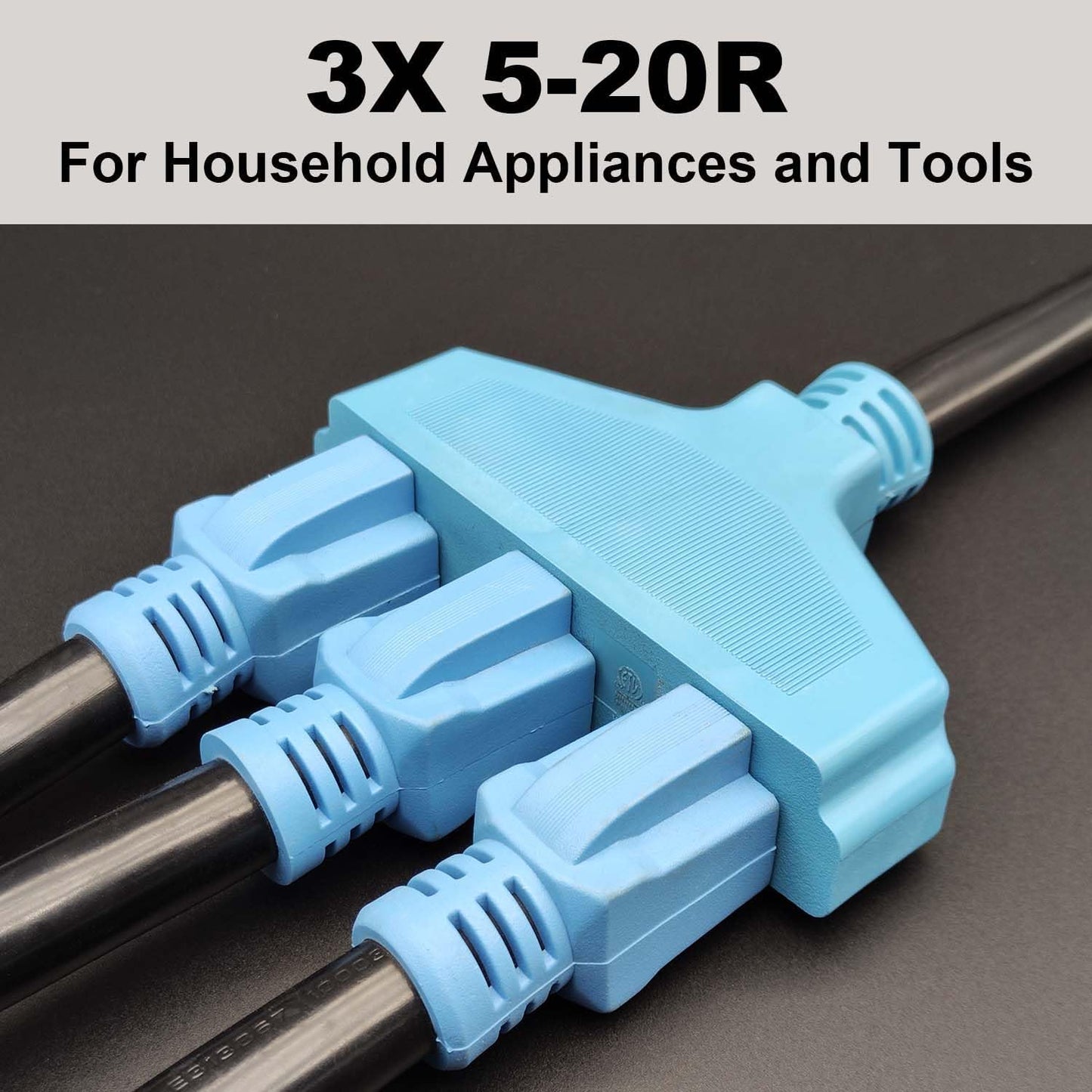 3 Prong 30 Amp to 110V Dryer Distribution Adapter Cord, NEMA 10-30P Male to 3X 5-15R Household Outlet Female