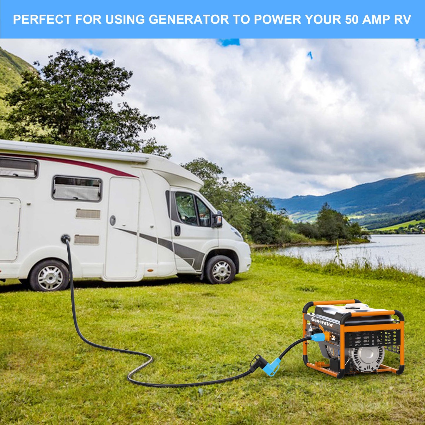 4 Prong 30 Amp to 50 Amp Generator to RV/EV Adapter Cord, NEMA L14-30P to 14-50R, Heavy Duty STW 10 AWG Suit for Tesla Model S/3/X/Y Charging or Generator to House and RV Trailer Camper