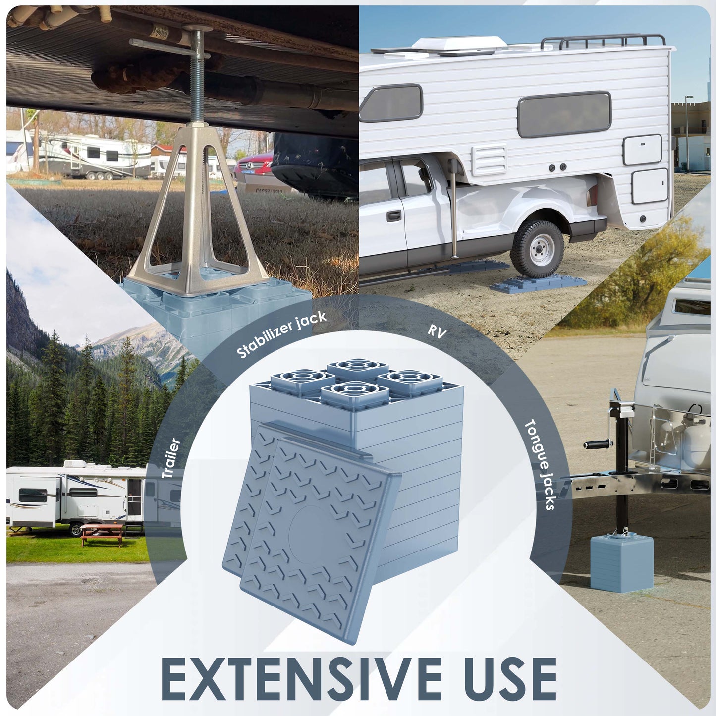 Heavy Duty RV Leveling Blocks 12 Pack, Interlocking Design Camper Leveling Blocks with Packing Bag, Ideal for Leveling Single and Dual Wheels (Gray)