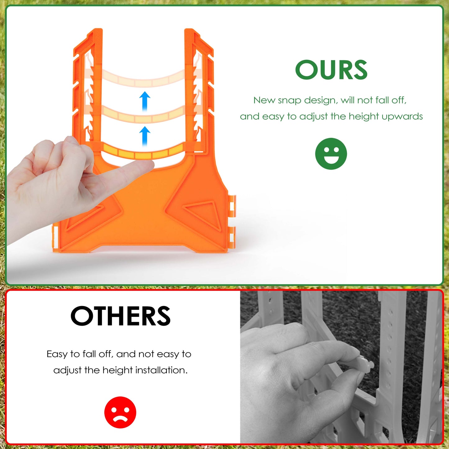 RV Sewer Hose Support 20 FT, U-shaped Adjustable Height Sewer Hose Support with Elastic Straps and Rubber Ties Quick Set-up RV Sewer Hose Storage for Travel Trailers Campers, Blaze Orange