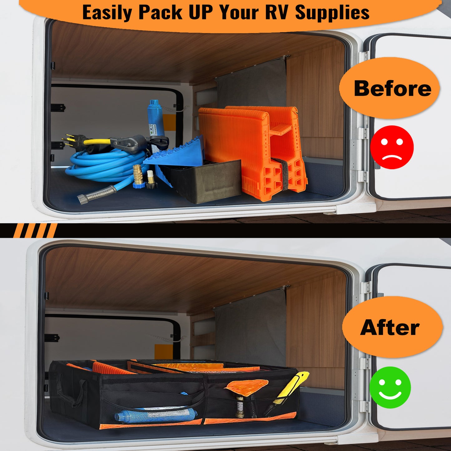 RV Storage and Organization, 81.4L Waterproof Collapsible Trunk Organizer for Suv DIY RV Storage Bag with Internal Compartments RV Storage Solutions for Camper Trailer Trunk