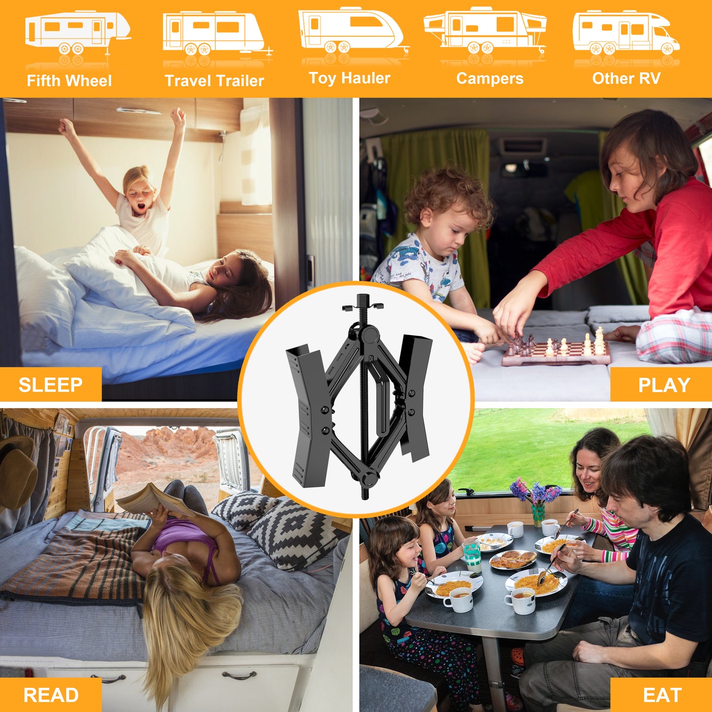 Camper Wheel Chock Stabilizer 2 Sets, Upgraded Side Grain Heavy Duty X-Shaped Stabilizer Wheel Chock RV Travel Trailer Accessories Anti-Move Anti Rust Coating Tire Chalks