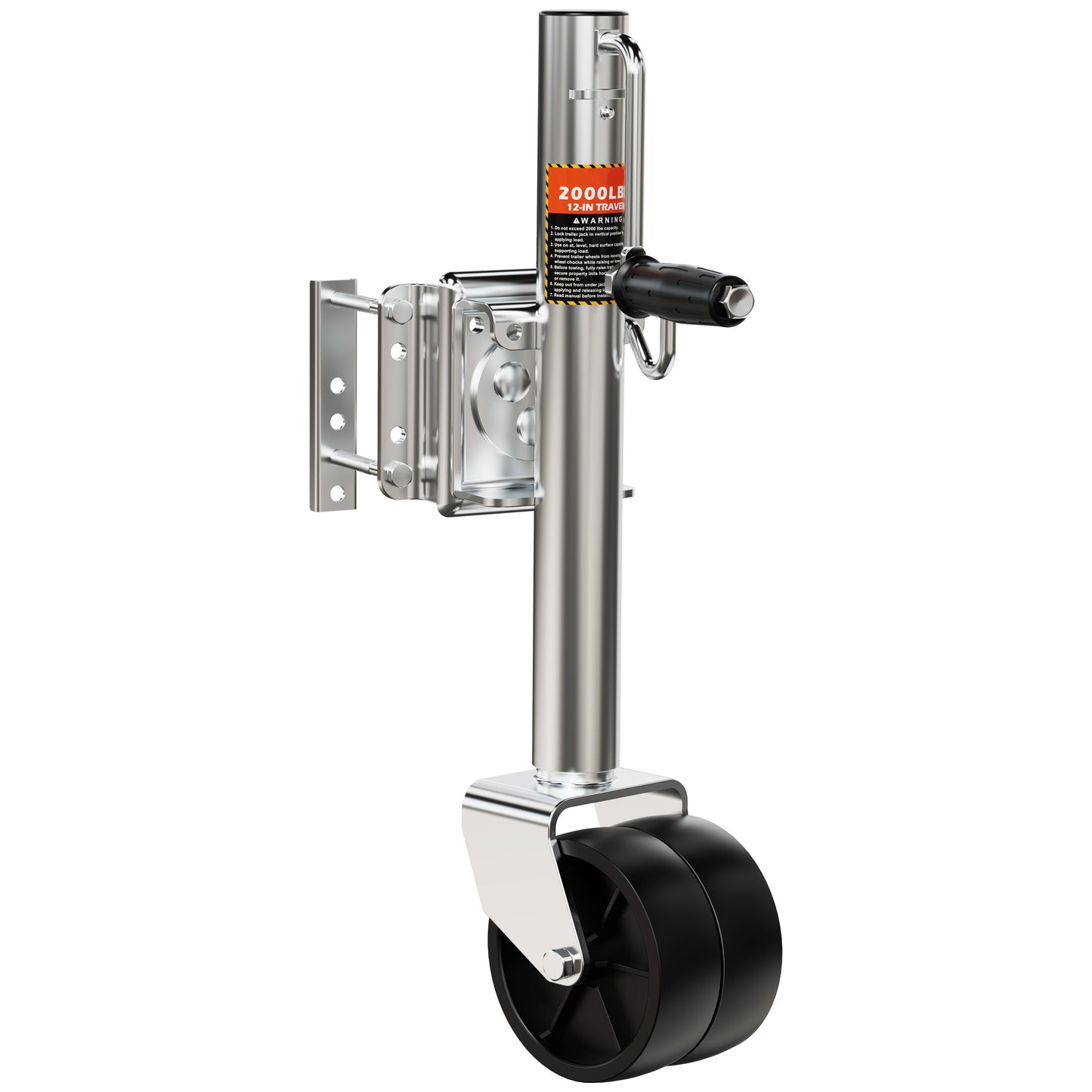2000 lbs Trailer Jack with Dual Wheel, Heavy Duty Swivel Boat Jack, 12" Lift, Bolt-on Tongue Trailer Jack for RV Boat Trailers