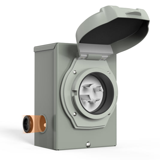 30 Amp 4 Prong Generator Power Inlet Box, NEMA L14-30P Power Inlet Box for 4 Prong Generator Cord, 125/250 Volt, 7500 Watts, Weatherproof, Outdoor Use for Emergency Ready, ETL Listed