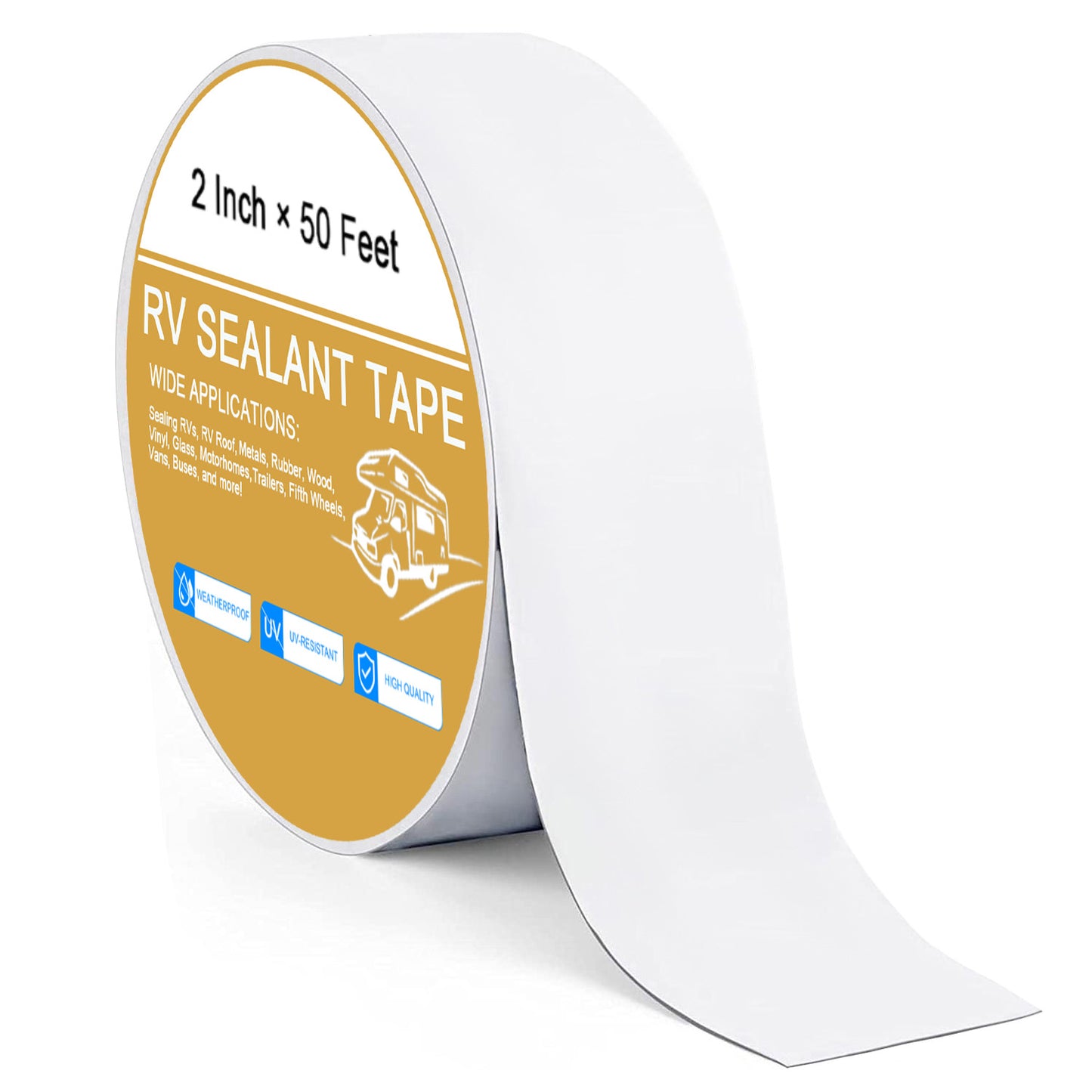 RV Roof Tape White, 50 Feet RV Repair Sealant Tape, Stop Camper Roof Leaks, UV-Resistant, Weatherproof and Reliable for Camper, Trailer, Boat