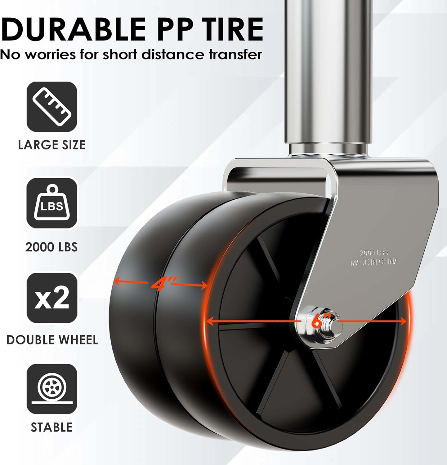 2000 lbs Trailer Jack with Dual Wheel, Heavy Duty Swivel Boat Jack, 12" Lift, Bolt-on Tongue Trailer Jack for RV Boat Trailers
