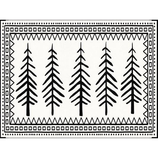 RV Outdoor Rug, Plastic Straw Waterproof Rugs Lightweight Reversible RV Mat Outdoor Patio Rug with Storage Bag for Outside Camper Under Awning Backyard, Pine Tree Print
